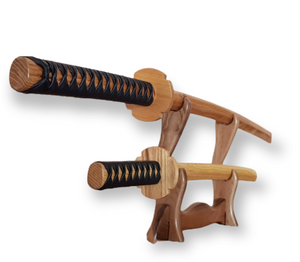 Wooden bokken Bokuto 102 cm (40.1") and Wooden Small Sword Wakizashi 68 cm (27") with tsuba and tsukamaki - European Ash