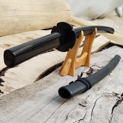 Wooden daito bokken with groove, tsuba and plastic saya- Japanese sword 102 cm (40.1") for Aikido and Iaido - Robinia Wood