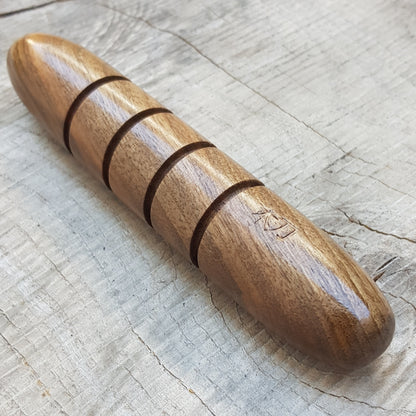 Wooden massage training stick yawara with oval ends - Walnut