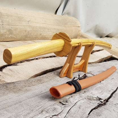 Wooden daito bokken with groove, tsuba and plastic saya - Japanese sword 102 cm (40.1") for Aikido and Iaido - Robinia Wood