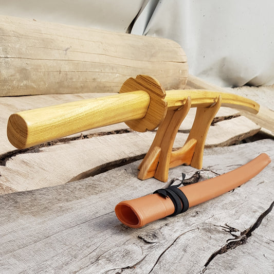 Wooden daito bokken with groove, tsuba and plastic saya - Japanese sword 102 cm (40.1") for Aikido and Iaido - Robinia Wood