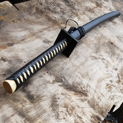 Ninjato Sword Wooden Bokken 103 cm (40.5") with tsuba, saya and tsukamaki - European Hornbeam