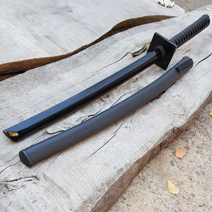 Ninjato Sword Wooden Bokken 103 cm (40.5") with tsuba, saya and tsukamaki - European Hornbeam