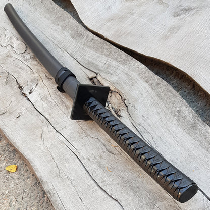 Ninjato Sword Wooden Bokken 103 cm (40.5") with tsuba, saya and tsukamaki - European Hornbeam