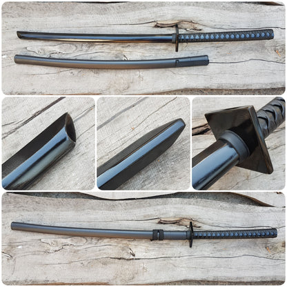 Ninjato Sword Wooden Bokken 103 cm (40.5") with tsuba, saya and tsukamaki - European Hornbeam