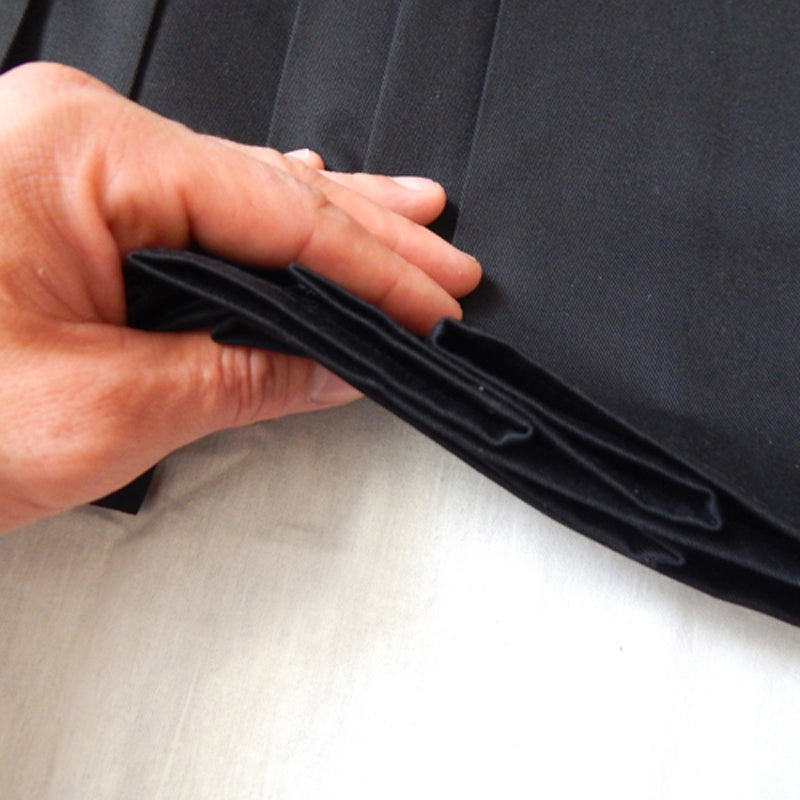 Japanese Hakama with Hook and Loop Fastener - Budo - Aikido - Kendo (Black)
