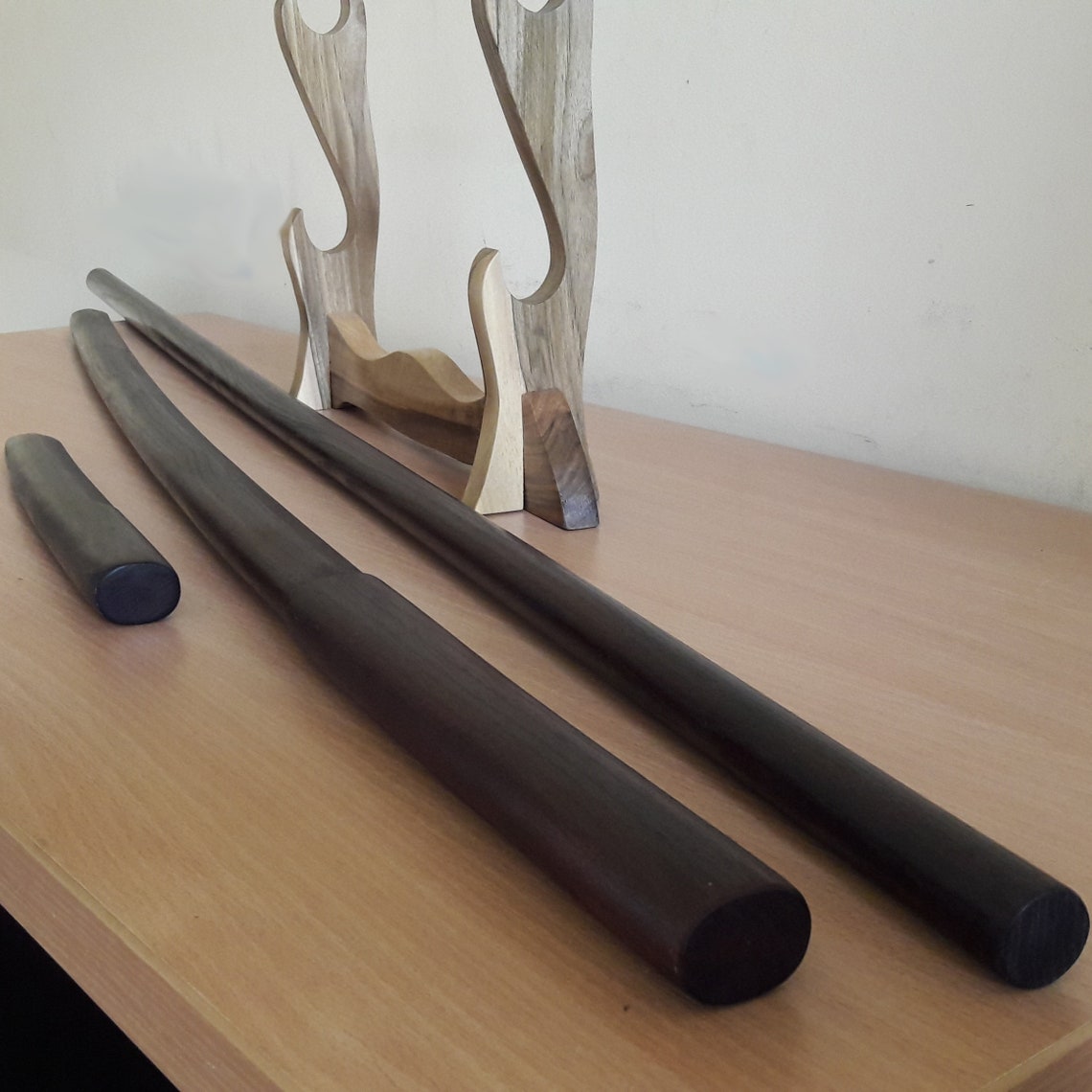 A set of wooden weapons for aikido - Bokken Daito 102 cm (40.1"), jo 128 cm (50.4"), tanto - European Ash