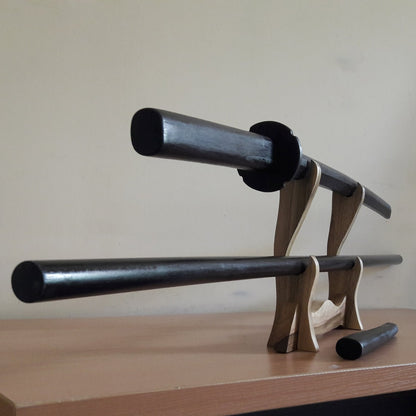 A set of wooden weapons for aikido - Bokken Daito 102 cm (40.1") with tsuba, jo 128 cm (50.4"), tanto - Robinia Wood