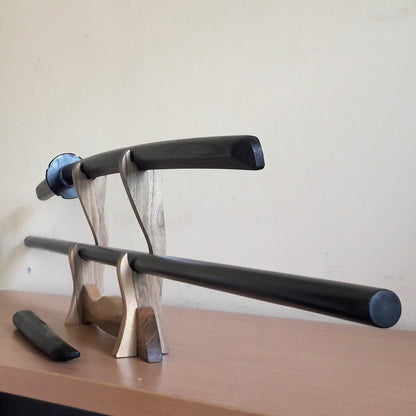 A set of wooden weapons for aikido - Bokken Daito 102 cm (40.1") with tsuba, jo 128 cm (50.4"), tanto - Robinia Wood