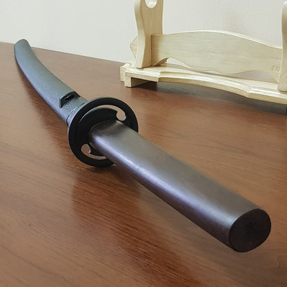 Wooden bokken Daito 102 cm (40.1") with patterned rubber tsuba and dome, plastic saya for Iaido - European Hornbeam