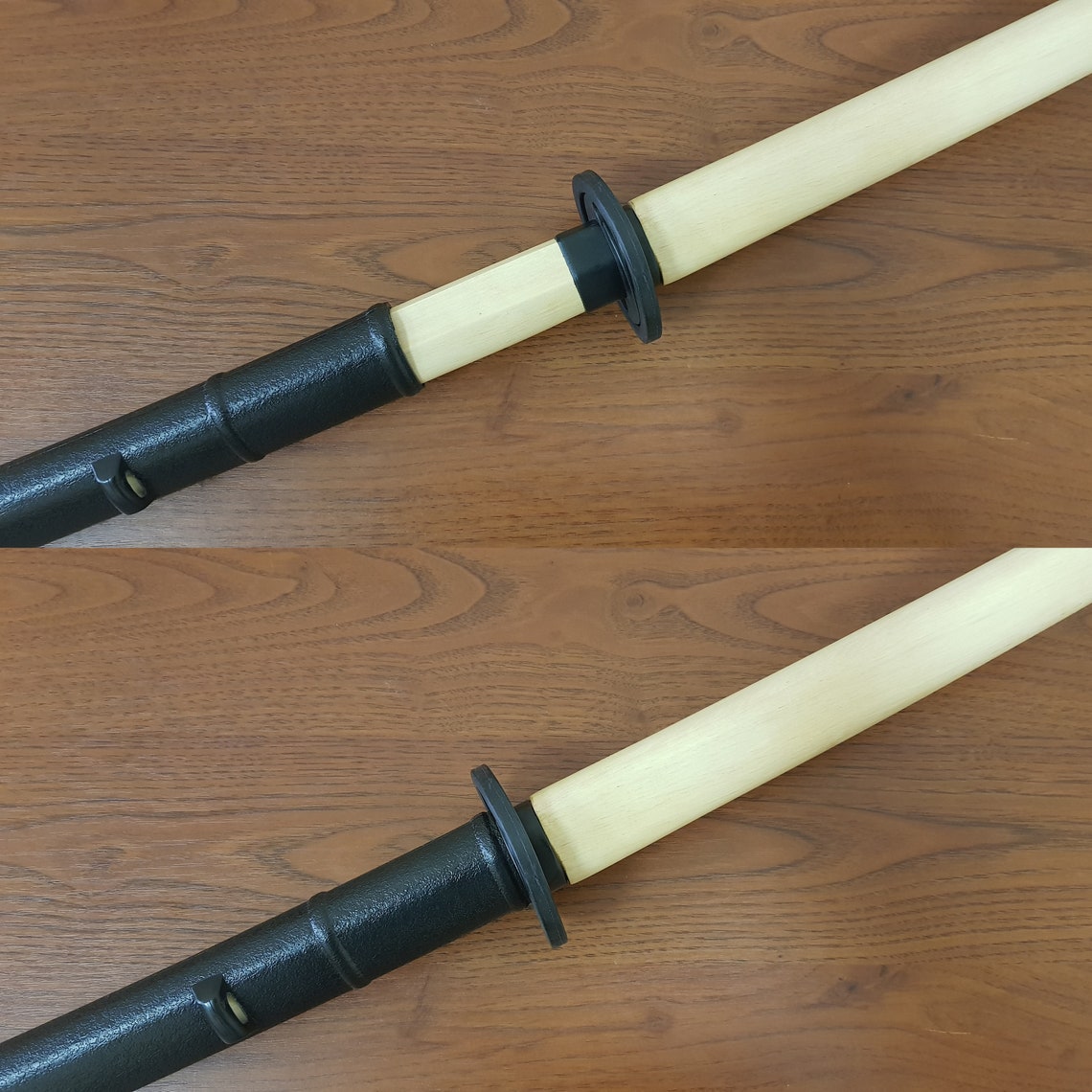Wooden bokken Daito 102 cm (40.1") with patterned rubber tsuba and dome, plastic saya for Iaido - European Hornbeam