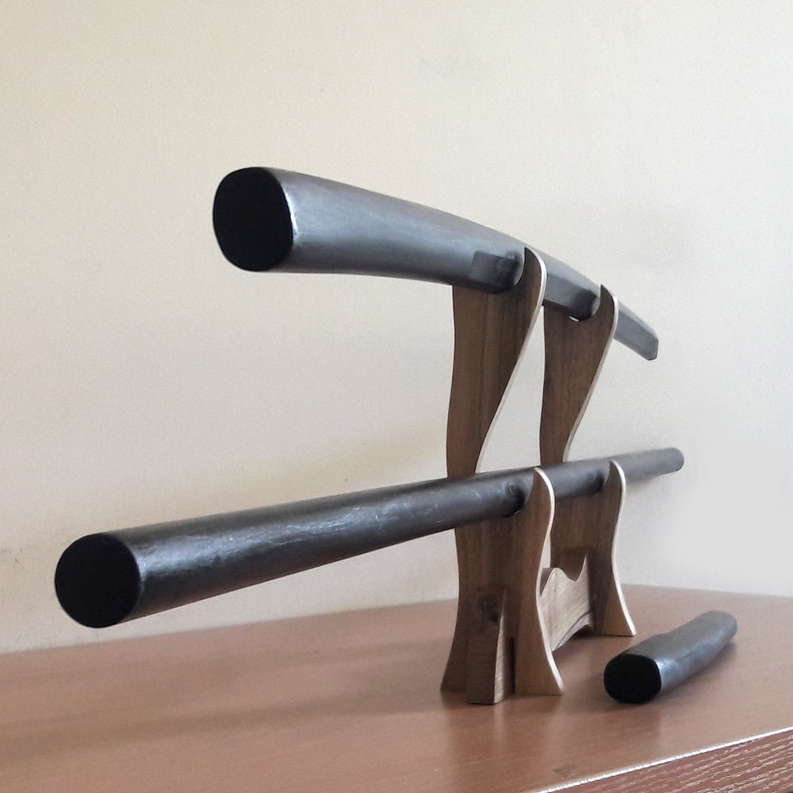 A set of wooden weapons for aikido - Bokken Bokuto 102 cm (40.1"), jo 128 cm (50.4"), tanto - Robinia Wood
