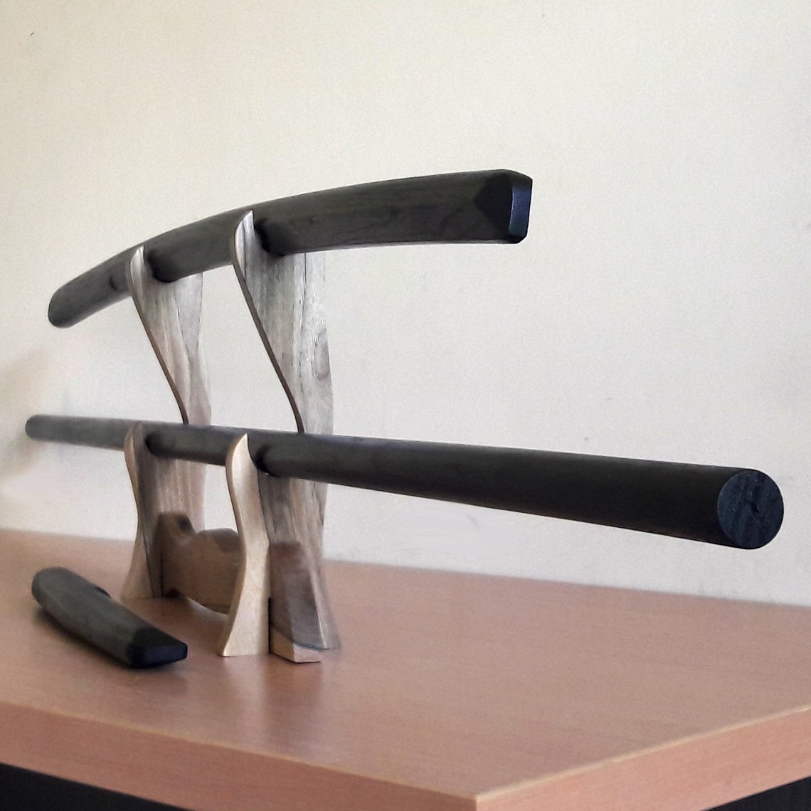 A set of wooden weapons for aikido - Bokken Bokuto 102 cm (40.1"), jo 128 cm (50.4"), tanto - Robinia Wood