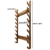 The Wall Stand for Weapons - Sword, Bokken, Staff - 9 Layer - Natural Wood (Walnut)