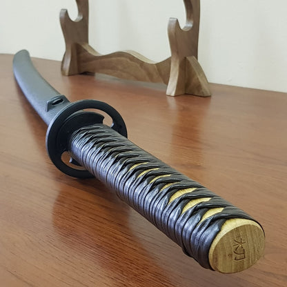 Wooden bokken Daito 102 cm (40.1") with groove, patterned rubber tsuba and dome, saya, tsukamaki for Aikido and Kendo - Robinia Wood