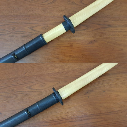 Wooden bokken Daito 102 cm (40.1") with patterned rubber tsuba and dome, plastic saya for Aikido and Kendo - Robinia Wood