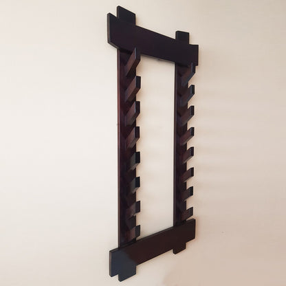 The Wall Stand for Weapons Japanese Style - Sword, Bokken, Staff - 8 Layer - Natural Wood (Ash Brown)