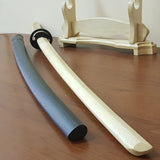 Wooden bokken Daito Deluxe with patterned rubber tsuba and dome, plastic saya for Iaido - European Hornbeam