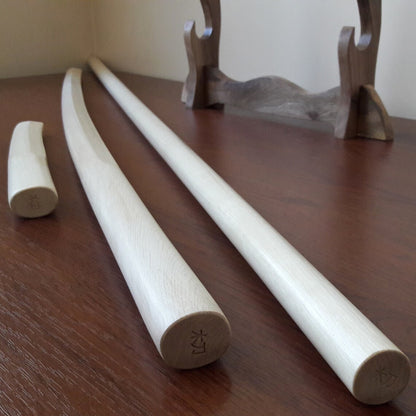 A set of wooden weapons for aikido - Bokken Bokuto 102 cm (40.1"), jo 128 cm (50.4"), tanto - European Hornbeam