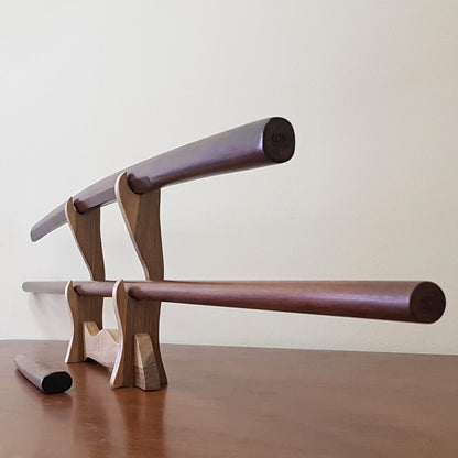A set of wooden weapons for aikido - Bokken Bokuto 102 cm (40.1"), jo 128 cm (50.4"), tanto - European Hornbeam
