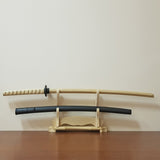 Wooden bokken Daito Deluxe with patterned rubber tsuba and dome, plastic saya for Iaido - European Hornbeam
