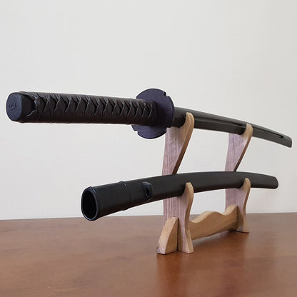 Wooden daito bokken with groove, tsuba, plastic saya and tsukamaki - Japanese sword 102 cm (40.1") for Aikido and Kendo - Robinia Wood