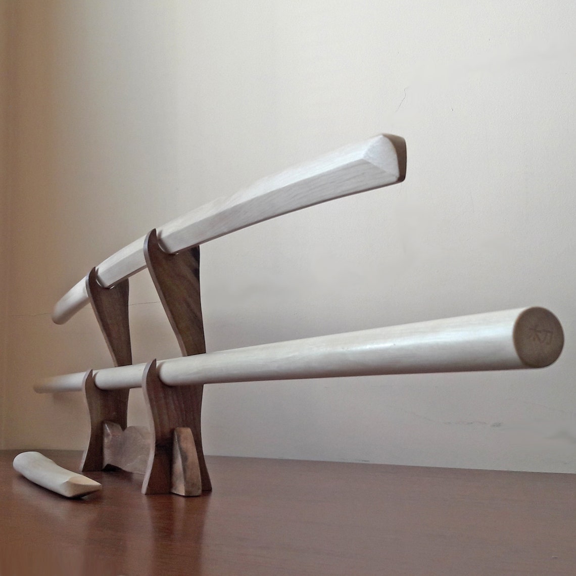 A set of wooden weapons for aikido - Bokken Bokuto 102 cm (40.1"), jo 128 cm (50.4"), tanto - European Hornbeam