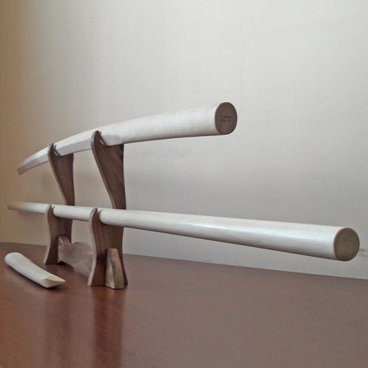 A set of wooden weapons for aikido - Bokken Bokuto 102 cm (40.1"), jo 128 cm (50.4"), tanto - European Hornbeam