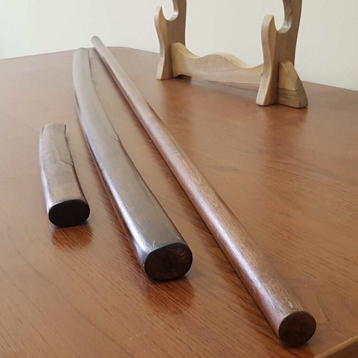 Set of wooden weapons for children Bokken 75 cm (29.5"), Jo 108 cm (42.5"), Tanto 29 cm (11.4") - European Hornbeam