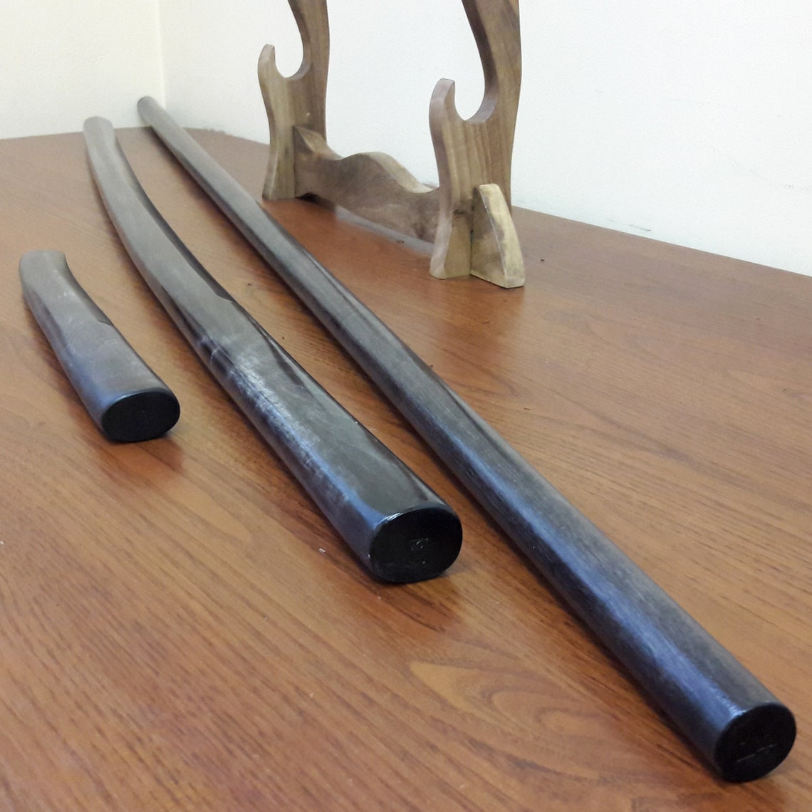 Set of wooden weapons for children Bokken 75 cm (29.5"), Jo 108 cm (42.5"), Tanto 29 cm (11.4") - European Hornbeam