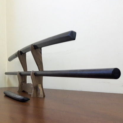 A set of wooden weapons for aikido - Bokken Bokuto 102 cm (40.1"), jo 128 cm (50.4"), tanto - European Hornbeam
