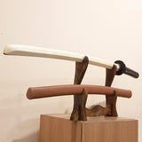 Wooden bokken daito with brown plastic tsuba, plastic saya and tsukamaki - Japanese sword 102 cm (40.1") for Aikido and Iaido - Ash
