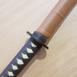 Wooden bokken daito with brown plastic tsuba, plastic saya and tsukamaki - Japanese sword 102 cm (40.1") for Aikido and Iaido - Ash