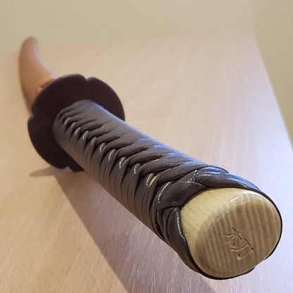 Wooden bokken daito with brown plastic tsuba, plastic saya and tsukamaki - Japanese sword 102 cm (40.1") for Aikido and Iaido - Ash