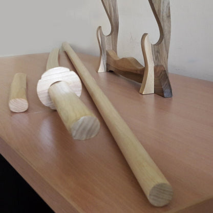 A set of wooden weapons for aikido - Bokken Daito 102 cm (40.1") with tsuba, jo 128 cm (50.4"), tanto - European Ash