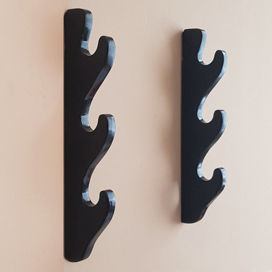 Wooden Wall Mounted Sword Katana Bokken Holder - 3 Layers - Ash Wood