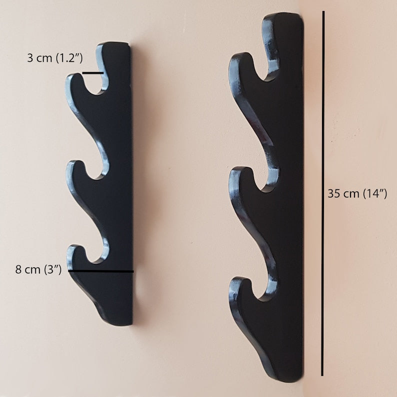Wooden Wall Mounted Sword Katana Bokken Holder - 3 Layers - Ash Wood