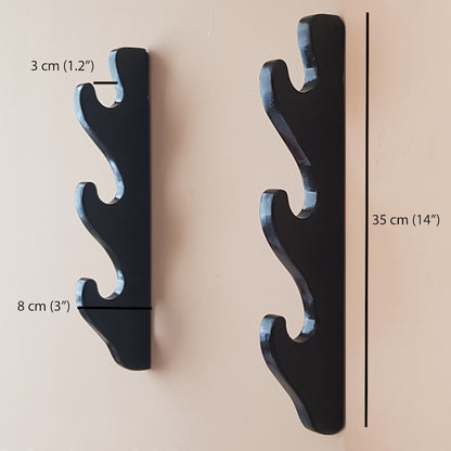 Wooden Wall Mounted Sword Katana Bokken Holder - 3 Layers - Ash Wood