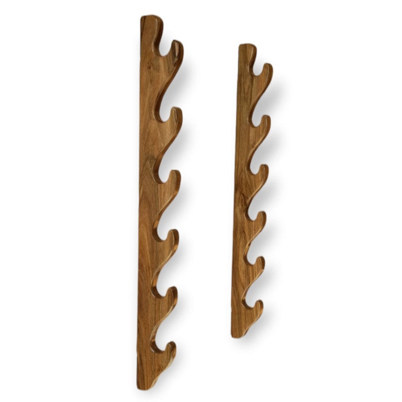 Wooden Wall Mounted Sword Katana Bokken Holder - 6 layers - Walnut