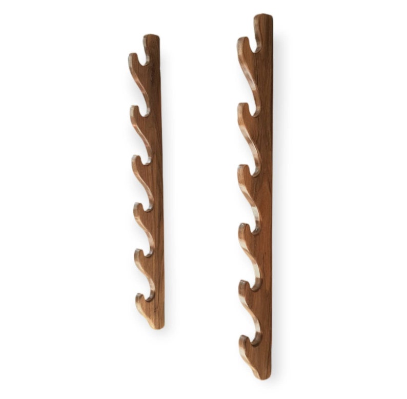 Wooden Wall Mounted Sword Katana Bokken Holder - 6 layers - Walnut
