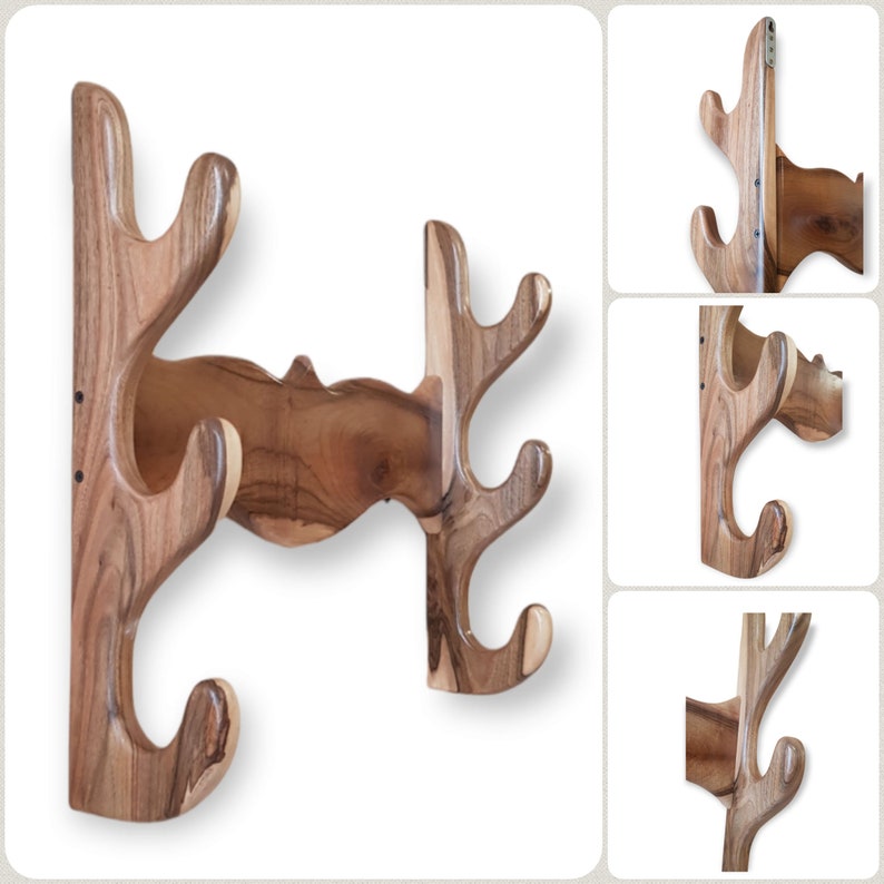Wooden Wall stand for Swords, Ax, Rifle - Natural Wood Walnut - 3 Layers