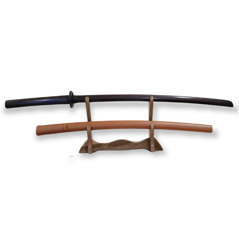 Wooden bokken Daito 102 cm (40.1") with patterned rubber tsuba and dome, plastic saya for Iaido - European Ash