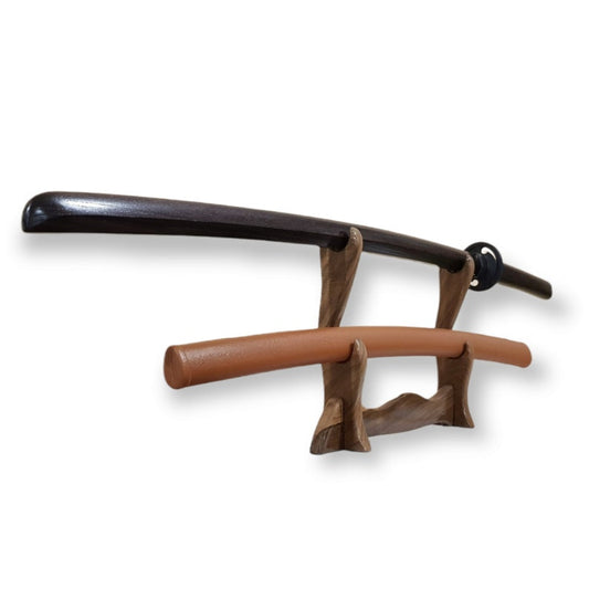 Wooden bokken Daito 102 cm (40.1") with patterned rubber tsuba and dome, plastic saya for Iaido - European Ash
