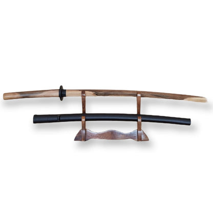 Wooden bokken Daito 102 cm (40.1") with patterned rubber tsuba and dome, plastic saya for Iaido - Walnut