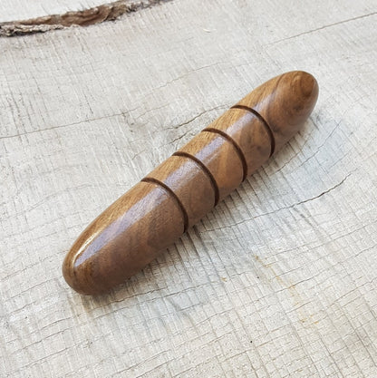 Wooden massage training stick yawara with oval ends - Walnut