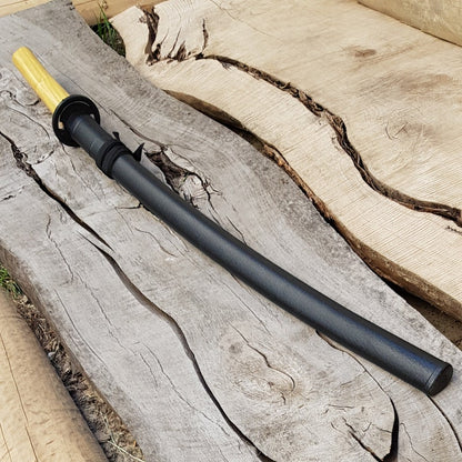 Wooden bokken Daito 102 cm (40.1") with groove, patterned rubber tsuba and dome, plastic saya for Aikido and Iaido - Robinia Wood