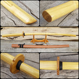 Wooden daito bokken with groove, tsuba and plastic saya - Japanese sword 102 cm (40.1") for Aikido and Iaido - Robinia Wood