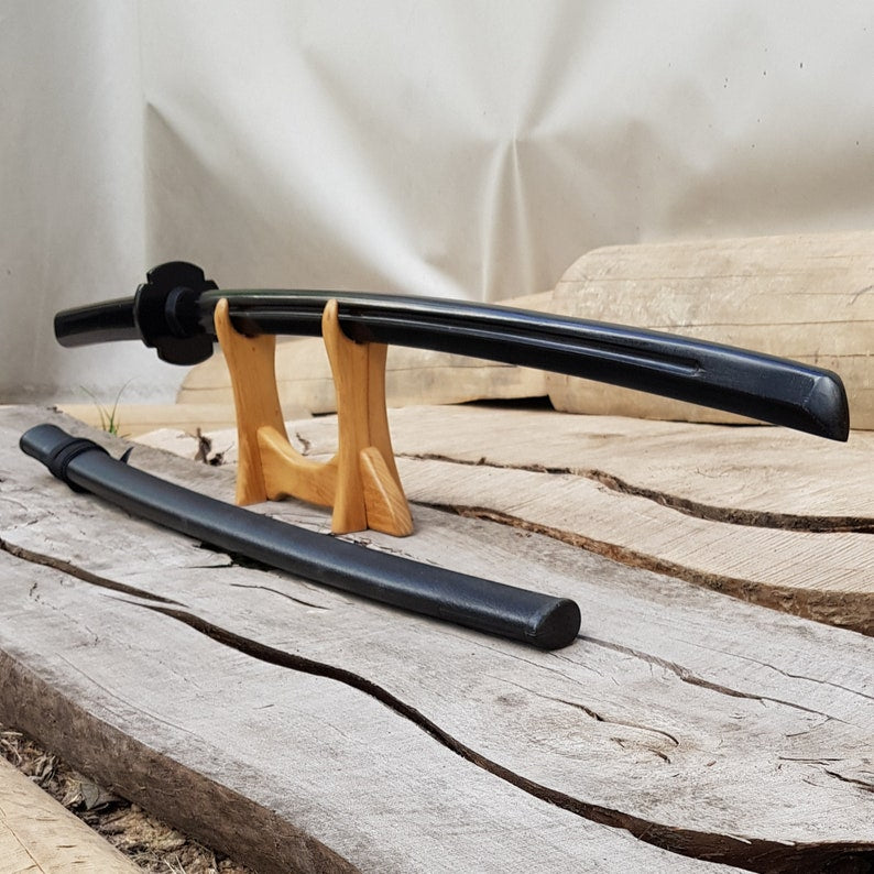 Wooden daito bokken with groove, tsuba and plastic saya- Japanese sword 102 cm (40.1") for Aikido and Iaido - Robinia Wood
