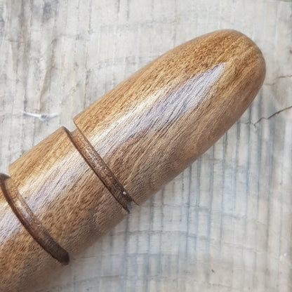 Wooden massage training stick yawara with oval ends - Walnut