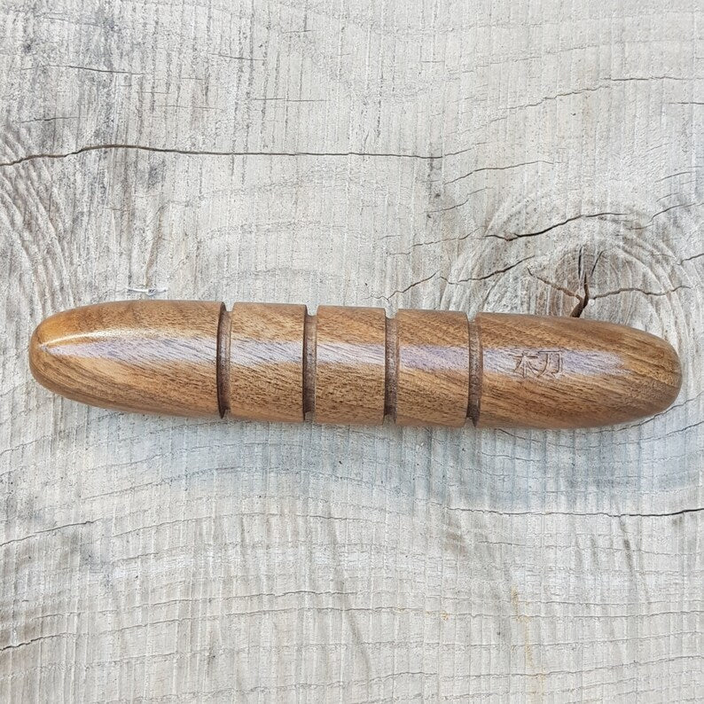 Wooden massage training stick yawara with oval ends - Walnut
